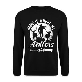 Buck Deer Hunting Hunter Vintage - Sweat-shirt Unisexe - noir - Devant - Alina (178cm) & Michal (187cm)