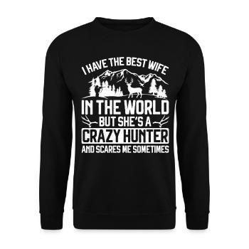 Buck Deer Hunting Hunter Wife - Unisex Sweatshirt - black - Front - Alina (178cm) & Michal (187cm)