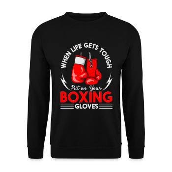 Enfilez vos gants de boxe Lutte Boxe Boxe Boxe Boxe - Sweat-shirt Unisexe - noir - Devant - Alina (178cm) & Michal (187cm)