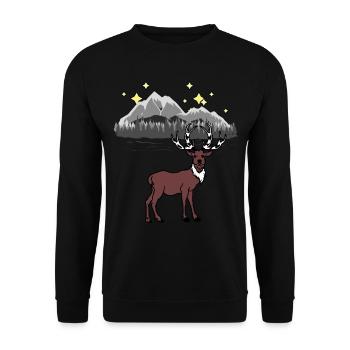 Nature sauvage Nature Cerf Elk Amoureux de la nature - Sweat-shirt Unisexe - noir - Devant - Alina (178cm) & Michal (187cm)