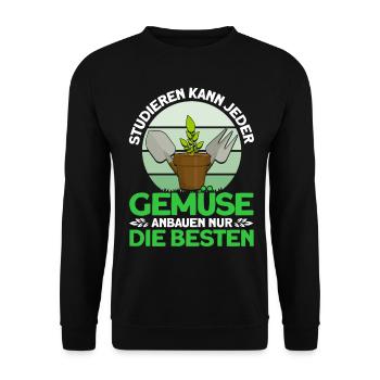 Gemüse Anbauen Die Besten Gärtner Geschenk - Unisex Pullover - Schwarz - Vorne - Alina (178cm) & Michal (187cm)