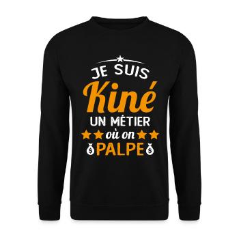 Cadeau Je suis Kiné Humour Citation - Sweat-shirt Unisexe - noir - Devant - Alina (178cm) & Michal (187cm)