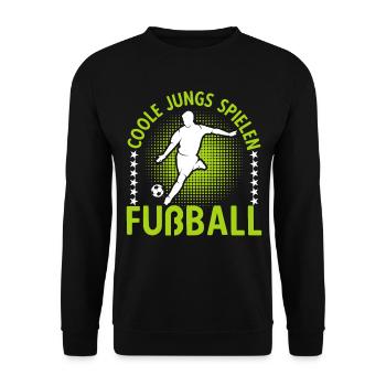 Coole Jungs Spielen Fußball Jungen Geburtstag - Unisex Pullover - Schwarz - Vorne - Alina (178cm) & Michal (187cm)