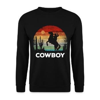 Cowboy - Coucher de soleil rétro - Sweat-shirt Unisexe - noir - Devant - Alina (178cm) & Michal (187cm)