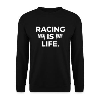 Racing Motorsport Spruch - Unisex Pullover - Schwarz - Vorne - Alina (178cm) & Michal (187cm)