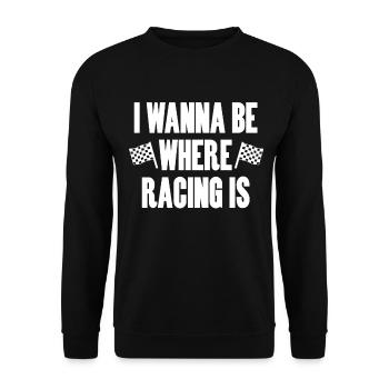 Racing Motorsport Spruch - Unisex Pullover - Schwarz - Vorne - Alina (178cm) & Michal (187cm)