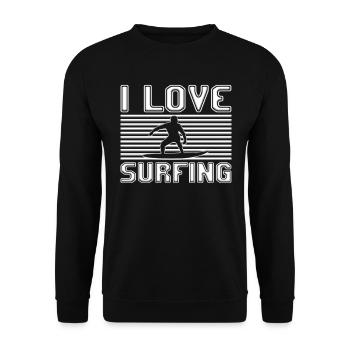 I love surfing - Unisex Sweatshirt - black - Front - Alina (178cm) & Michal (187cm)