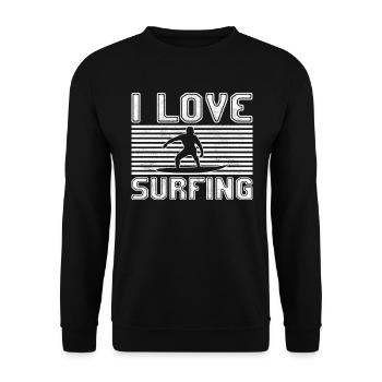 I love surfing - Unisex Sweatshirt - black - Front - Alina (178cm) & Michal (187cm)