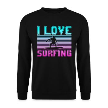 I love surfing - Unisex Sweatshirt - black - Front - Alina (178cm) & Michal (187cm)