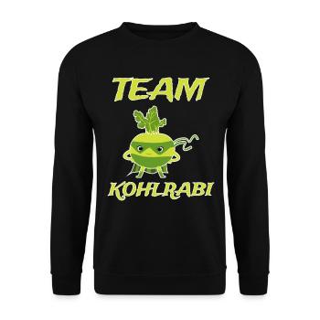 Kohlrabi Superheld Design Spruch - Unisex Pullover - Schwarz - Vorne - Alina (178cm) & Michal (187cm)