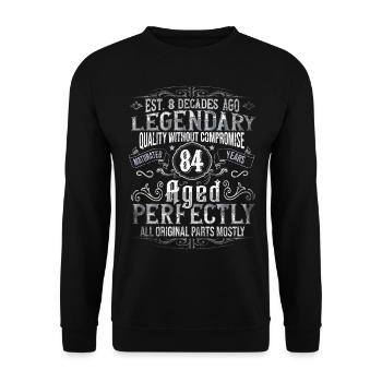 Legendär 84 Jahre alt Geschenk zum 84. Geburtstag - Unisex Pullover - Schwarz - Vorne - Alina (178cm) & Michal (187cm)