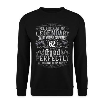 Legendary 62 years old gift for his 62nd birthday - Unisex Sweatshirt - black - Front - Alina (178cm) & Michal (187cm)