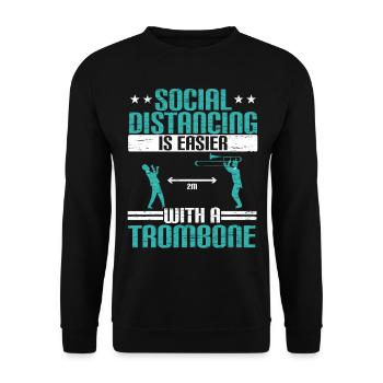 Soziale Distanzierung ist einfacher mit einer Posa - Unisex Pullover - Schwarz - Vorne - Alina (178cm) & Michal (187cm)