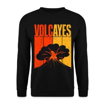 Vulcayes Geologie Vulkanologie Vulkanliebhaber Lav - Unisex Pullover - Schwarz - Vorne - Alina (178cm) & Michal (187cm)