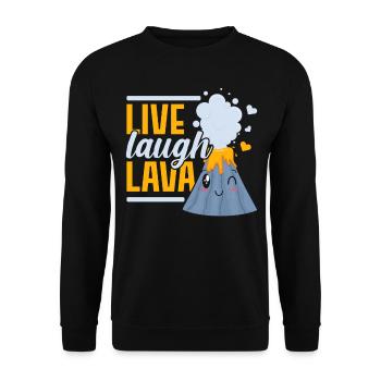 Leben Lachen Lava Geologie Vulkanologie Vulkan Lov - Unisex Pullover - Schwarz - Vorne - Alina (178cm) & Michal (187cm)