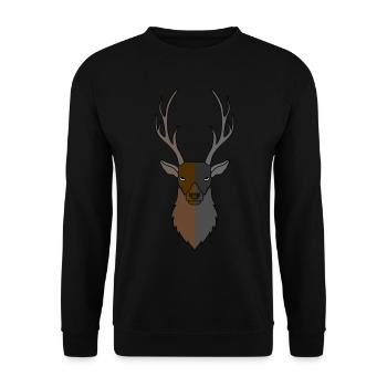 Bois de cerf rouge avec bois de cerf - Sweat-shirt Unisexe - noir - Devant - Alina (178cm) & Michal (187cm)
