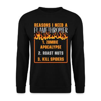 Reasons why I need a flamethrower Flam - Unisex Sweatshirt - black - Front - Alina (178cm) & Michal (187cm)