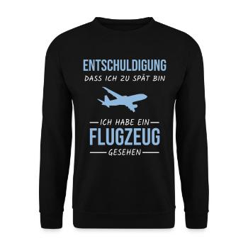 Flugzeug Luftfahrt Flieger Planespotter Idee - Unisex Pullover - Schwarz - Vorne - Alina (178cm) & Michal (187cm)