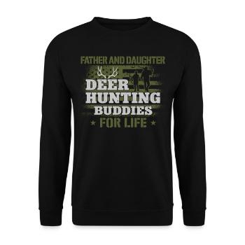 Buck Deer Hunting Hunter Father - Unisex Sweatshirt - black - Front - Alina (178cm) & Michal (187cm)