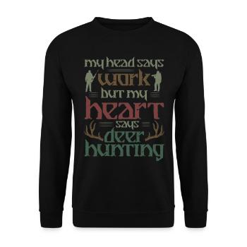 Chasseur de cerfs Buck Ma tête - Sweat-shirt Unisexe - noir - Devant - Alina (178cm) & Michal (187cm)