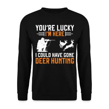 Chasseur de cerfs Buck Vous êtes - Sweat-shirt Unisexe - noir - Devant - Alina (178cm) & Michal (187cm)