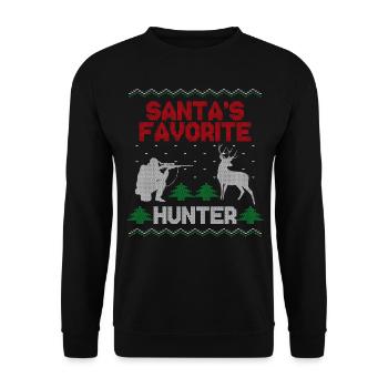 Buck Deer Hunting Hunter Christmas - Unisex Pullover - Schwarz - Vorne - Alina (178cm) & Michal (187cm)