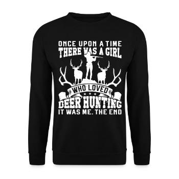 Buck Deer Chasse Hunter Girl Une fois - Sweat-shirt Unisexe - noir - Devant - Alina (178cm) & Michal (187cm)