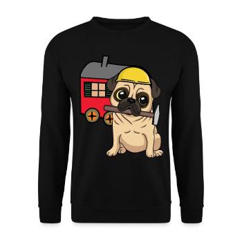 Construction Site Craftsman Dog Pug Construction Trailer Craft - Unisex Sweatshirt - black - Front - Alina (178cm) & Michal (187cm)