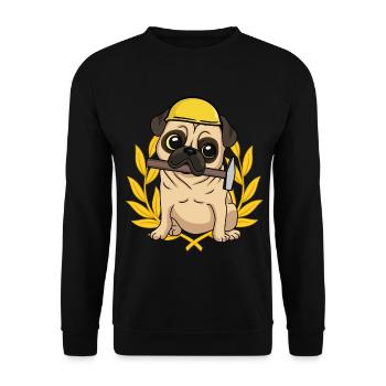 Baustelle Meister Handwerk Gewerbe Berufe Job Hund - Unisex Pullover - Schwarz - Vorne - Alina (178cm) & Michal (187cm)