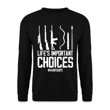 Buck Deer Hunting Hunter Life's - Unisex Sweatshirt - black - Front - Alina (178cm) & Michal (187cm)