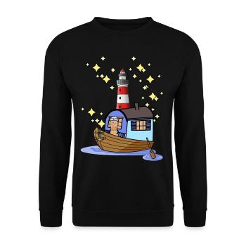 Peanut Sailor Boat Lighthouse Voyage d’aventure - Sweat-shirt Unisexe - noir - Devant - Alina (178cm) & Michal (187cm)