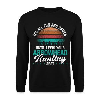 Arrowhead Hunting Spot Vintage Collector Humour - Sweat-shirt Unisexe - noir - Devant - Alina (178cm) & Michal (187cm)