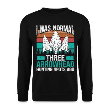 Collector I was normal three Arrowhead Hunting - Unisex Pullover - Schwarz - Vorne - Alina (178cm) & Michal (187cm)