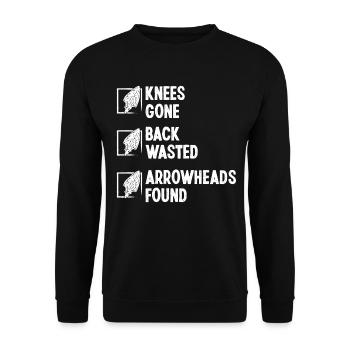 Collector Knee Pain Back Injury Arrowhead Hunting - Unisex Sweatshirt - black - Front - Alina (178cm) & Michal (187cm)