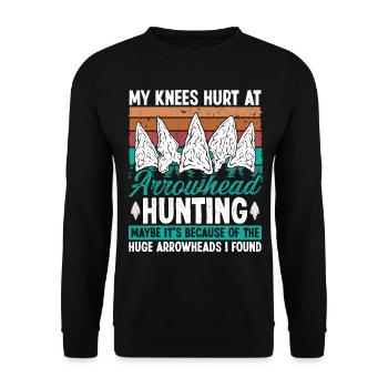 Arrowhead Hunting Humor Knee Injury Surgery Funny - Unisex Sweatshirt - black - Front - Alina (178cm) & Michal (187cm)