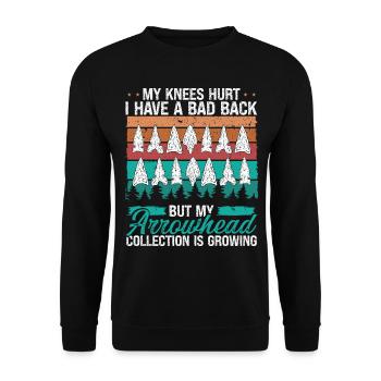 Arrowhead Hunting Knee Injury Back Pain Collector - Unisex Sweatshirt - black - Front - Alina (178cm) & Michal (187cm)
