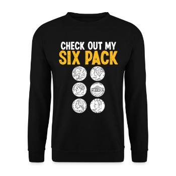 Coin Collecting Check out my Six Pack Collector - Unisex Pullover - Schwarz - Vorne - Alina (178cm) & Michal (187cm)