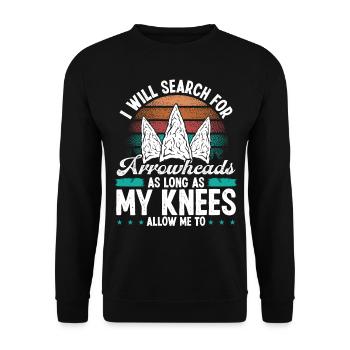Collector Knee Injury Knee Pain Arrowhead Hunting - Unisex Sweatshirt - black - Front - Alina (178cm) & Michal (187cm)