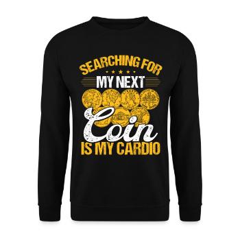 Coin Collecting is my Cardio Numismatist Humor - Unisex Pullover - Schwarz - Vorne - Alina (178cm) & Michal (187cm)