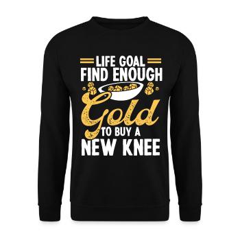 Gold Prospector Knee Injury Replacement Miner - Unisex Pullover - Schwarz - Vorne - Alina (178cm) & Michal (187cm)