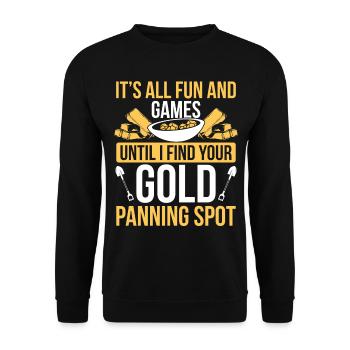 Gold Mining Spot Prospector Miner Digger Gold - Unisex Pullover - Schwarz - Vorne - Alina (178cm) & Michal (187cm)