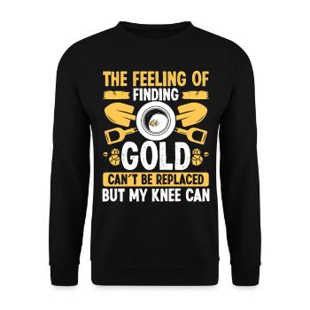 Gold Prospector Humor Knee Replacement Miner - Unisex Pullover - Schwarz - Vorne - Alina (178cm) & Michal (187cm)