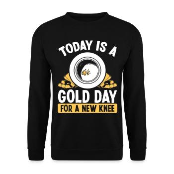 Gold Knee Injury Surgery Replacement Panner - Unisex Pullover - Schwarz - Vorne - Alina (178cm) & Michal (187cm)