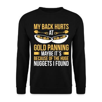 Gold Panner Back Injury Pain Replacement Miner - Unisex Pullover - Schwarz - Vorne - Alina (178cm) & Michal (187cm)