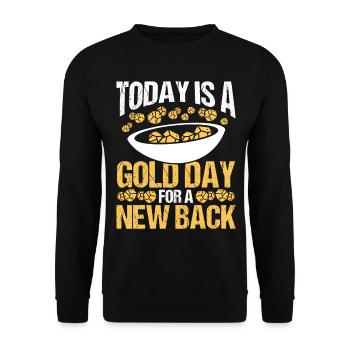 Gold Back Injury Surgery Replacement Panner - Unisex Pullover - Schwarz - Vorne - Alina (178cm) & Michal (187cm)
