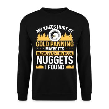 Gold Panner Knee Injury Pain Replacement Miner - Unisex Pullover - Schwarz - Vorne - Alina (178cm) & Michal (187cm)