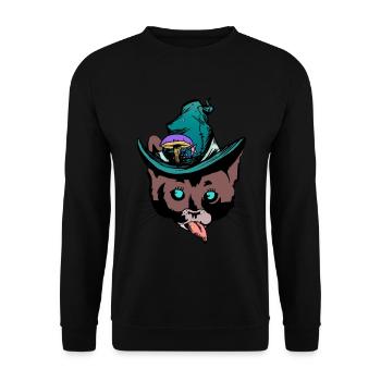 Katzenkopf Katze naschen hungrig Märchen Kind - Unisex Pullover - Schwarz - Vorne - Alina (178cm) & Michal (187cm)