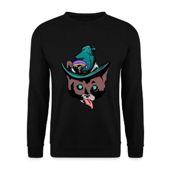 Cat's head cheeky cat wizards snack fantasy - Unisex Sweatshirt - black - Front - Alina (178cm) & Michal (187cm)