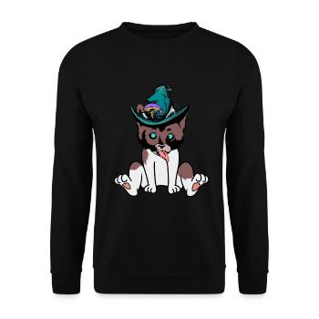 naughty cat wizard magic fantasy magic child - Unisex Sweatshirt - black - Front - Alina (178cm) & Michal (187cm)