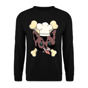 Katzen Küche Knochen Fleisch Katzenhalter Miau - Unisex Pullover - Schwarz - Vorne - Alina (178cm) & Michal (187cm)
